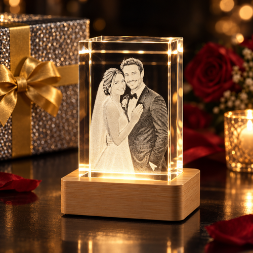 Cristal personalizado com base LED e apresentação premium