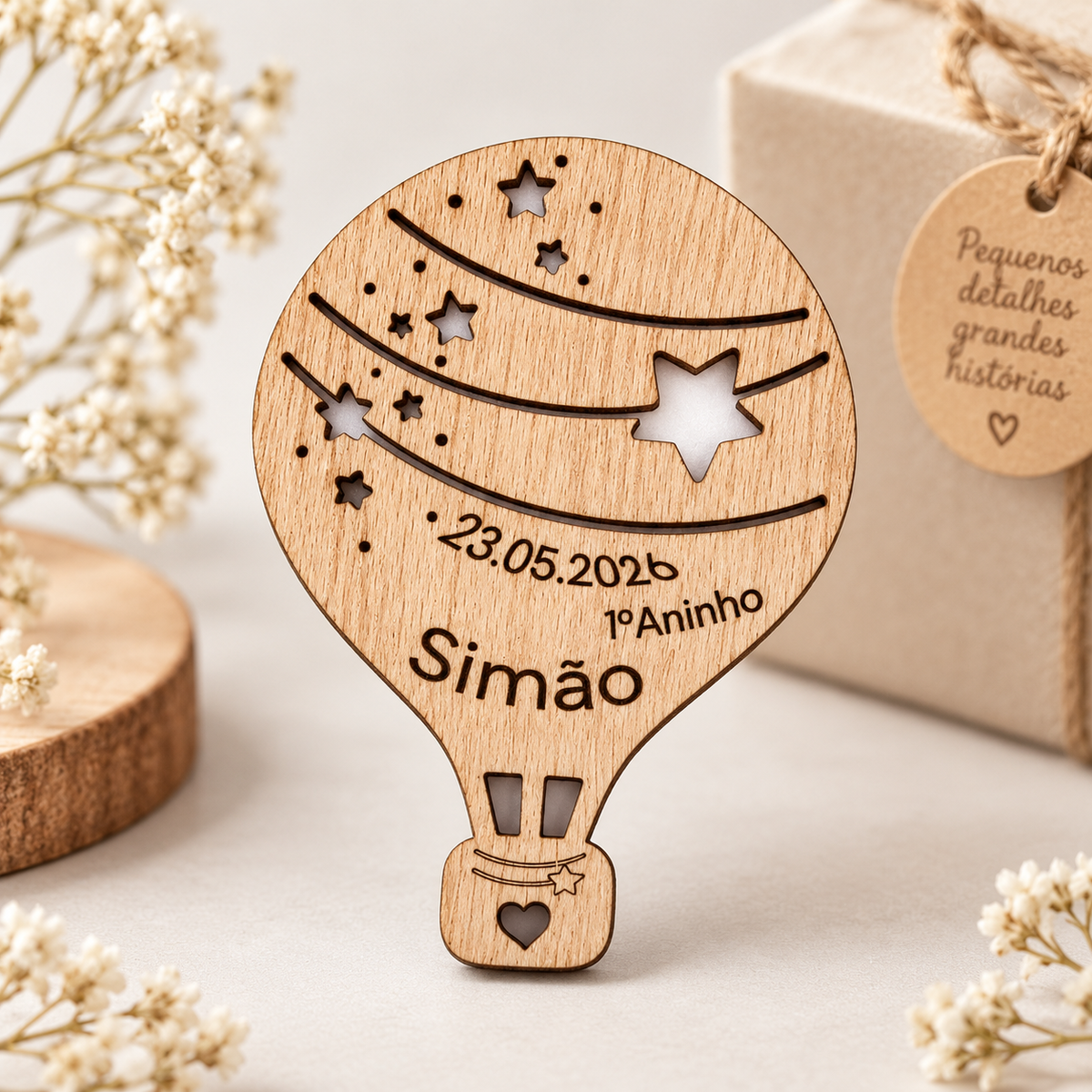 Íman MDF personalizado em formato de balão