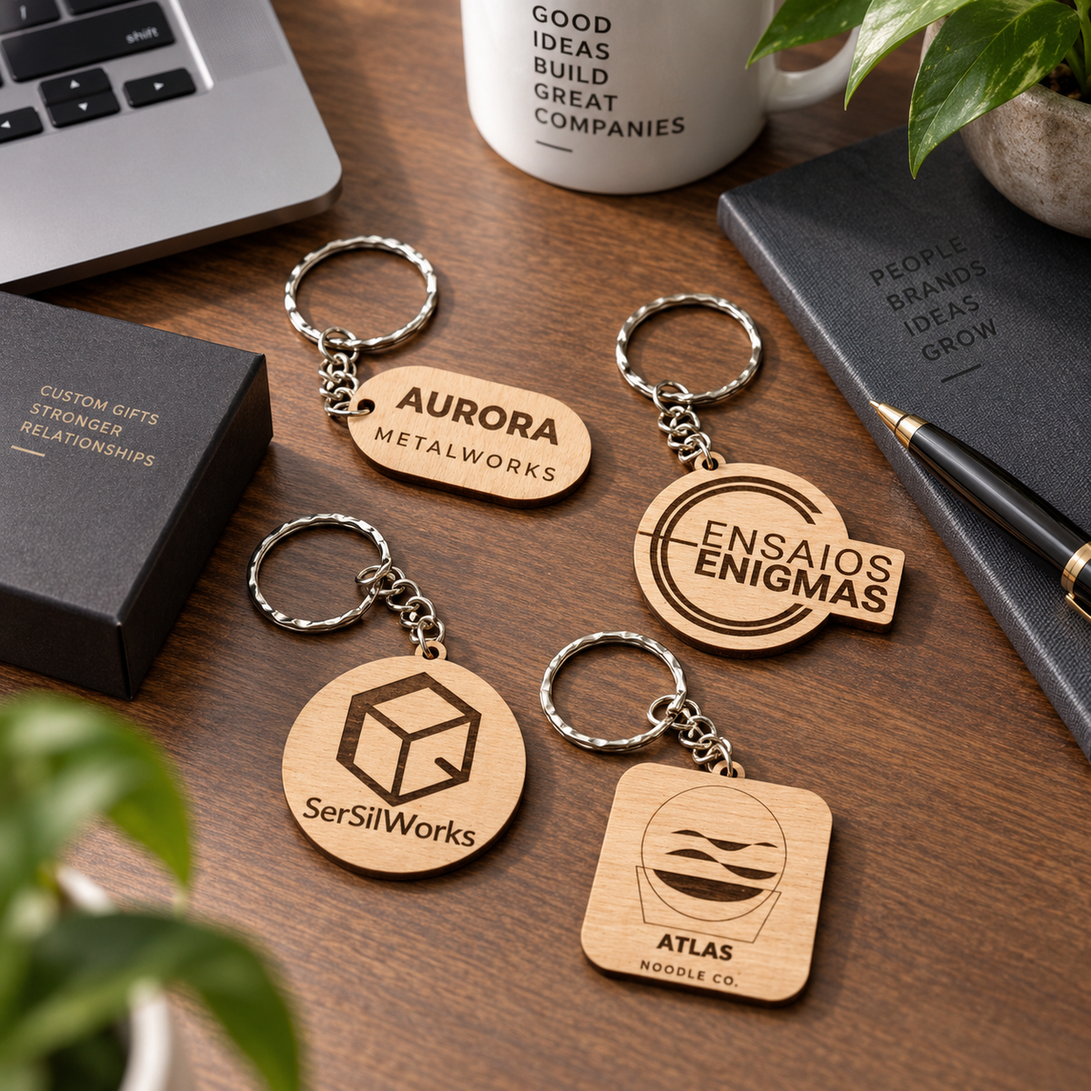 Porta-chaves MDF personalizados como brinde empresarial